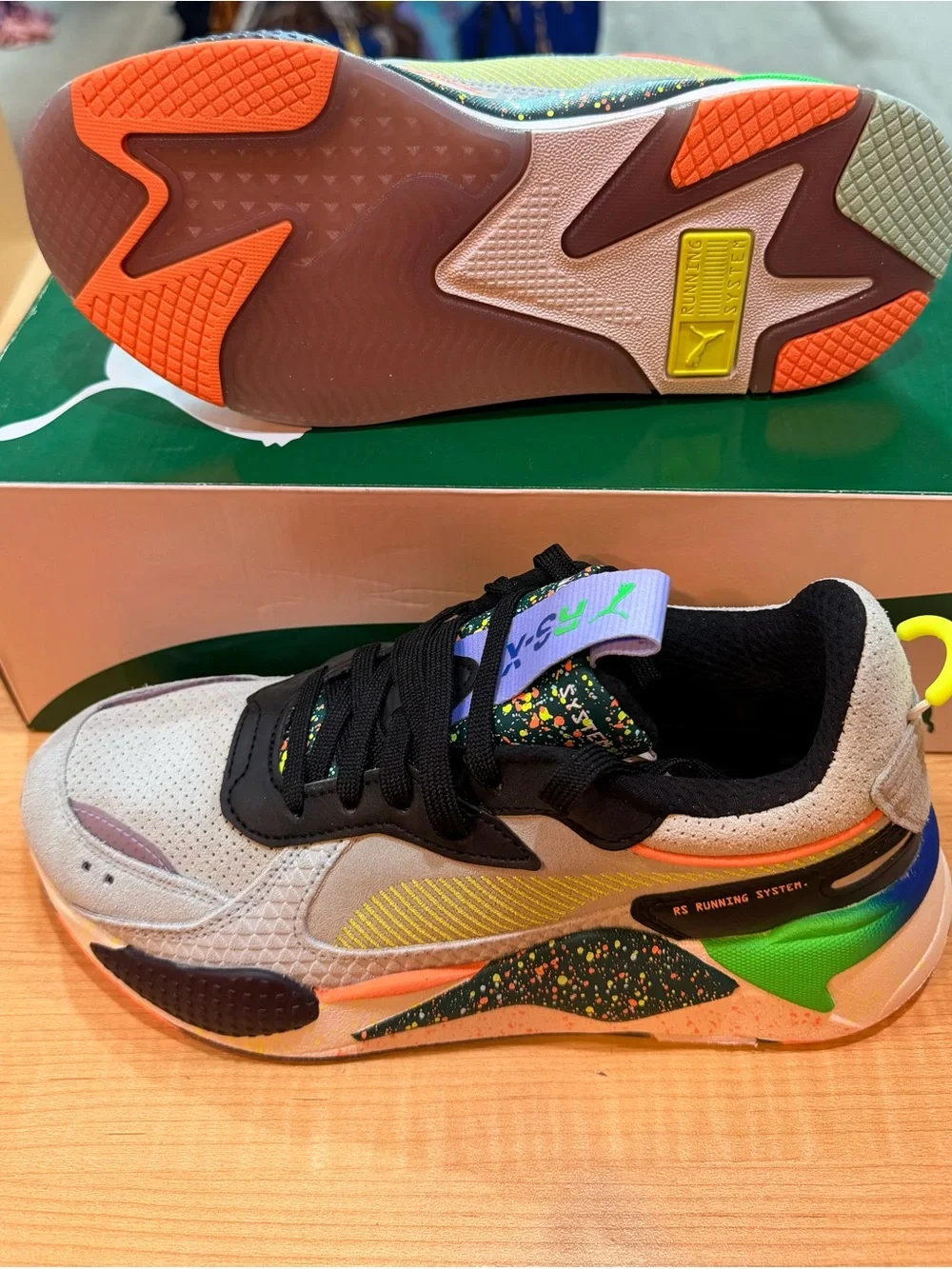 Puma Kids Gray Sneakers with Multicolor Accents